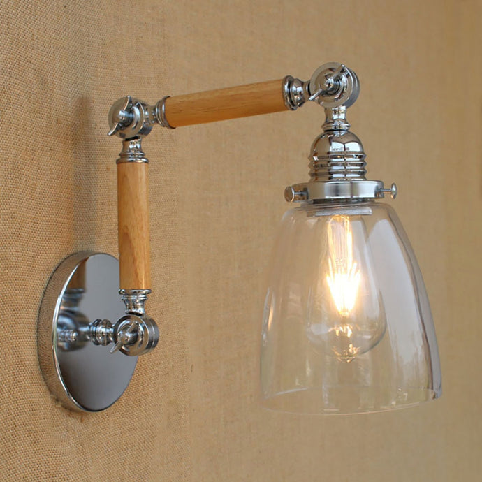Wood glass Vintage wall lamp