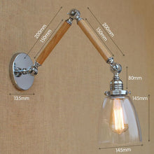 Load image into Gallery viewer, Wood glass Vintage wall lamp