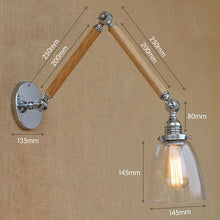 Load image into Gallery viewer, Wood glass Vintage wall lamp