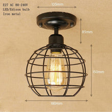 Load image into Gallery viewer, Loft Retro Minimalism Iron Cage Black Ceiling Lamp