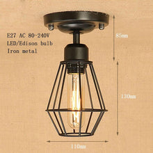 Load image into Gallery viewer, Loft Retro Minimalism Iron Cage Black Ceiling Lamp