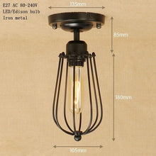 Load image into Gallery viewer, Loft Retro Minimalism Iron Cage Black Ceiling Lamp